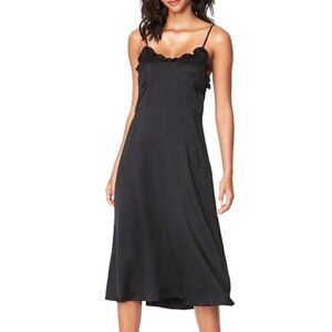 Rowie The Label Lola Silk Midi Slip Dress S Noir Black